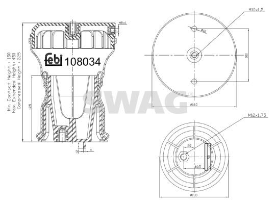 Dėklas, pneumatinė pakaba SWAG 37 10 8034