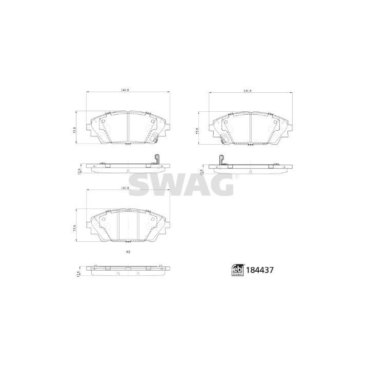 Stabdžių trinkelių rinkinys, diskinis stabdys SWAG 33 10 9371