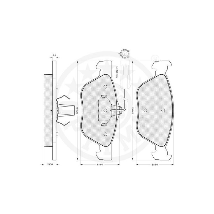 Stabdžių trinkelių rinkinys, diskinis stabdys OPTIMAL 10073