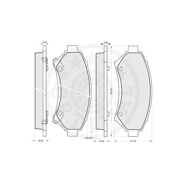 Stabdžių trinkelių rinkinys, diskinis stabdys OPTIMAL 10190
