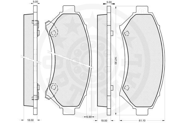 Stabdžių trinkelių rinkinys, diskinis stabdys OPTIMAL 10190