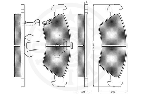 Stabdžių trinkelių rinkinys, diskinis stabdys OPTIMAL 10202