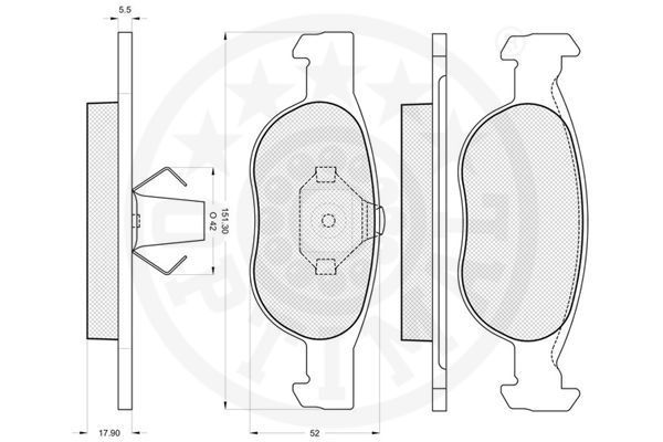 Stabdžių trinkelių rinkinys, diskinis stabdys OPTIMAL 10274