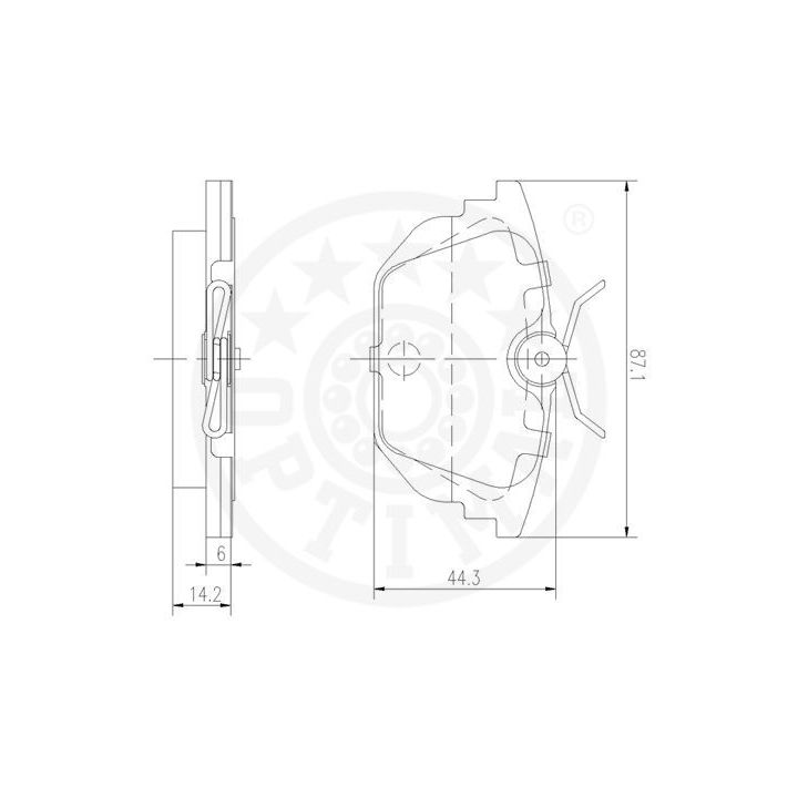 Stabdžių trinkelių rinkinys, diskinis stabdys OPTIMAL 10304