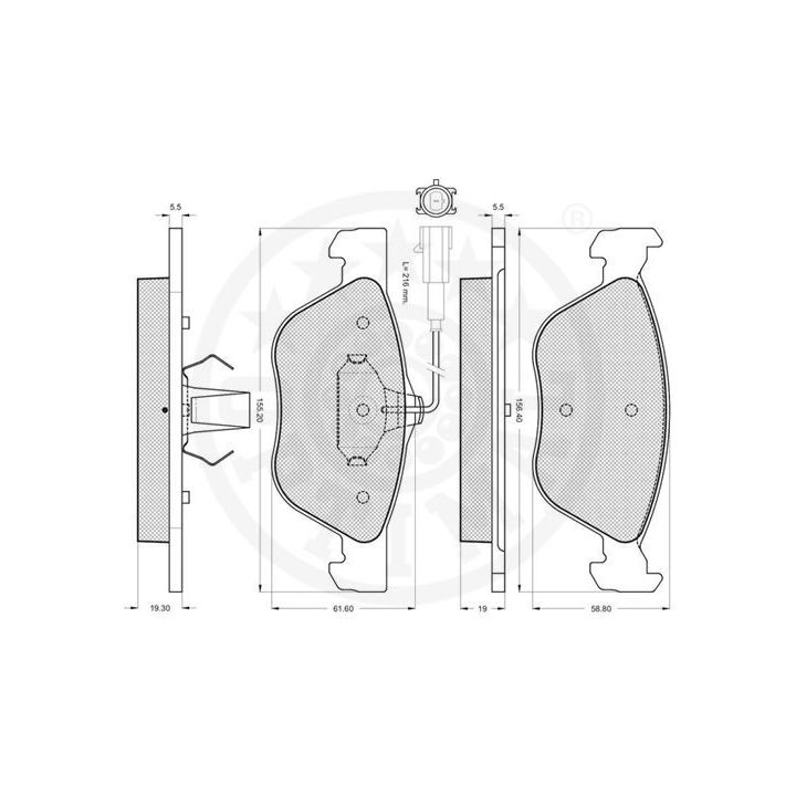 Stabdžių trinkelių rinkinys, diskinis stabdys OPTIMAL 10318