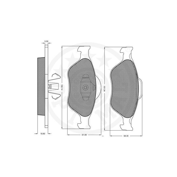 Stabdžių trinkelių rinkinys, diskinis stabdys OPTIMAL 10462