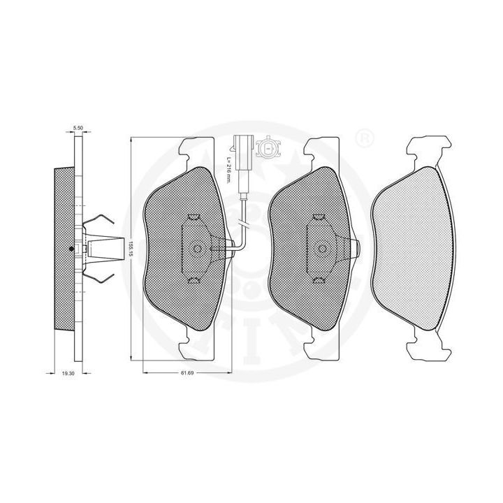 Stabdžių trinkelių rinkinys, diskinis stabdys OPTIMAL 10535
