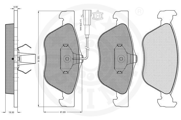 Stabdžių trinkelių rinkinys, diskinis stabdys OPTIMAL 10535