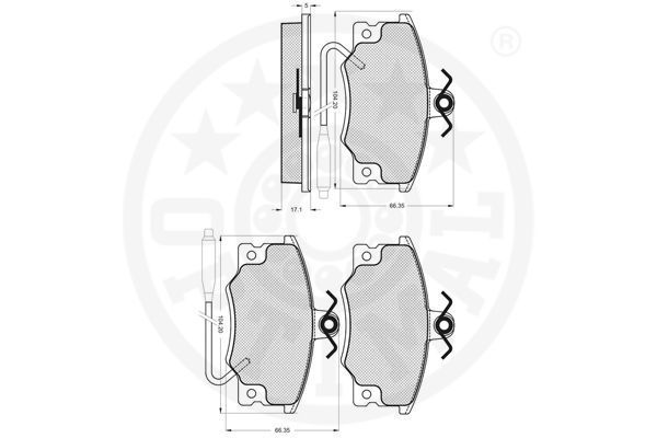 Stabdžių trinkelių rinkinys, diskinis stabdys OPTIMAL 12042