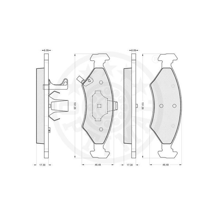 Stabdžių trinkelių rinkinys, diskinis stabdys OPTIMAL 12068