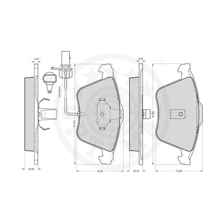 Stabdžių trinkelių rinkinys, diskinis stabdys OPTIMAL 12128