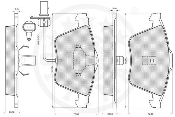 Stabdžių trinkelių rinkinys, diskinis stabdys OPTIMAL 12128