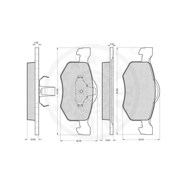 Stabdžių trinkelių rinkinys, diskinis stabdys OPTIMAL 12129