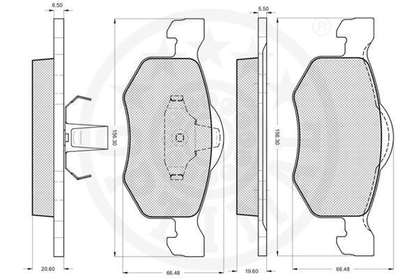 Stabdžių trinkelių rinkinys, diskinis stabdys OPTIMAL 12129