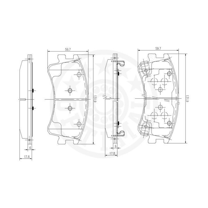 Stabdžių trinkelių rinkinys, diskinis stabdys OPTIMAL 12163