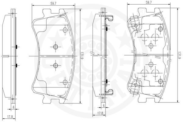 Stabdžių trinkelių rinkinys, diskinis stabdys OPTIMAL 12163