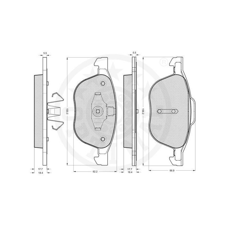 Stabdžių trinkelių rinkinys, diskinis stabdys OPTIMAL 12192