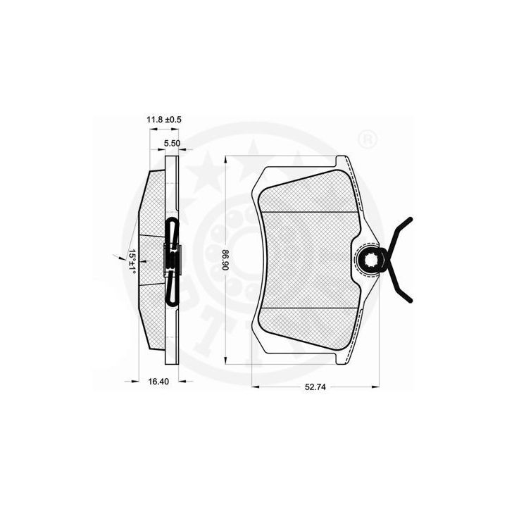 Stabdžių trinkelių rinkinys, diskinis stabdys OPTIMAL 12208