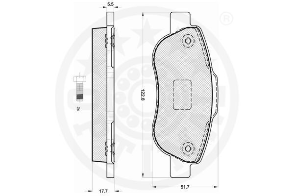 Stabdžių trinkelių rinkinys, diskinis stabdys OPTIMAL 12226