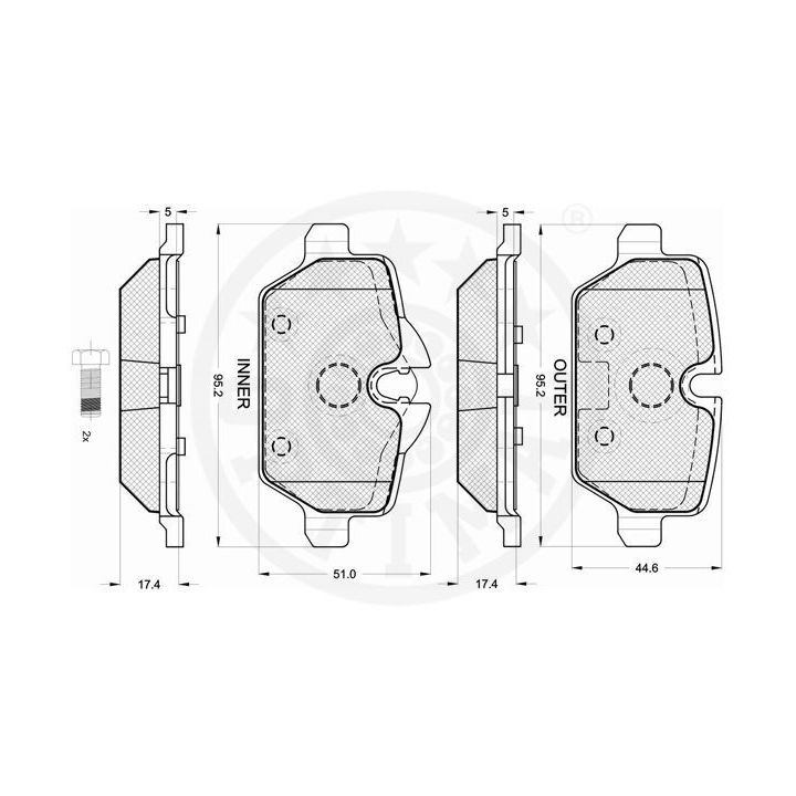 Stabdžių trinkelių rinkinys, diskinis stabdys OPTIMAL 12235