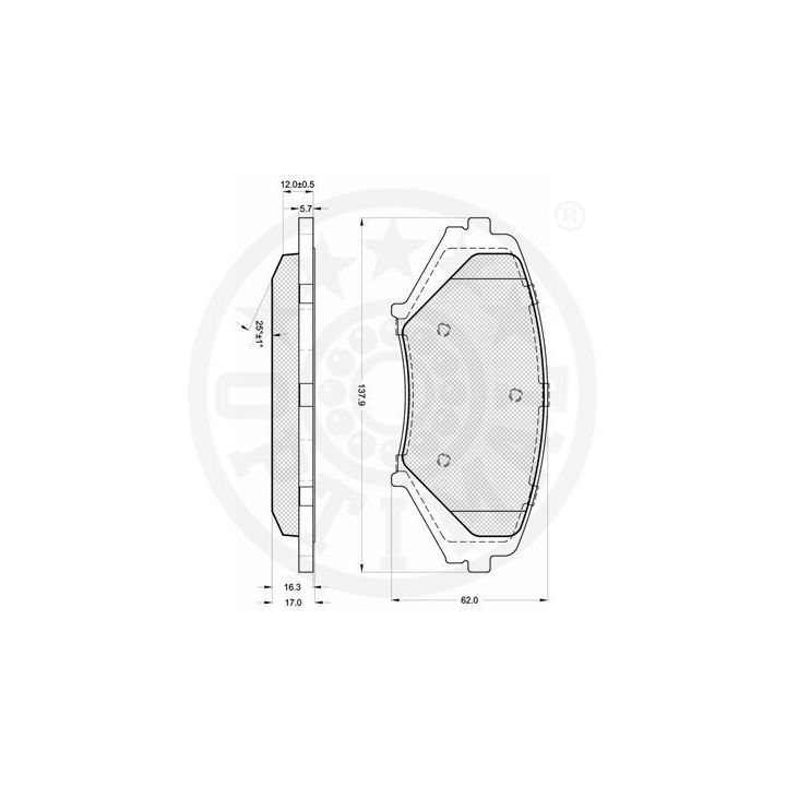 Stabdžių trinkelių rinkinys, diskinis stabdys OPTIMAL 12237
