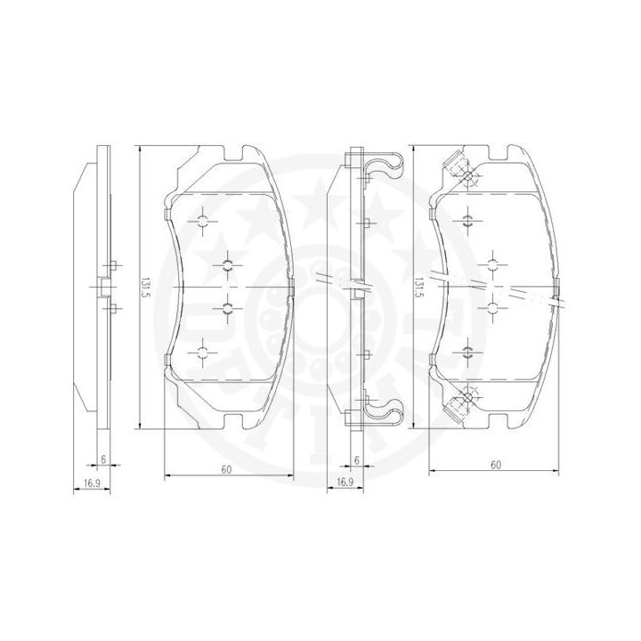 Stabdžių trinkelių rinkinys, diskinis stabdys OPTIMAL 12267