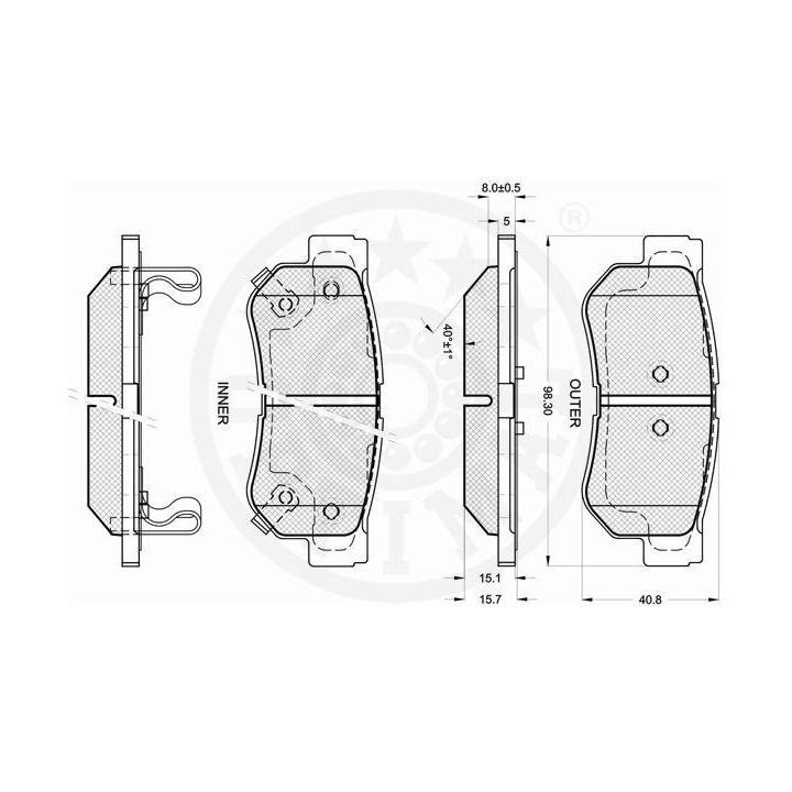Stabdžių trinkelių rinkinys, diskinis stabdys OPTIMAL 12268