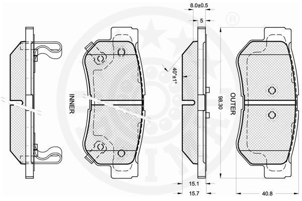 Stabdžių trinkelių rinkinys, diskinis stabdys OPTIMAL 12268