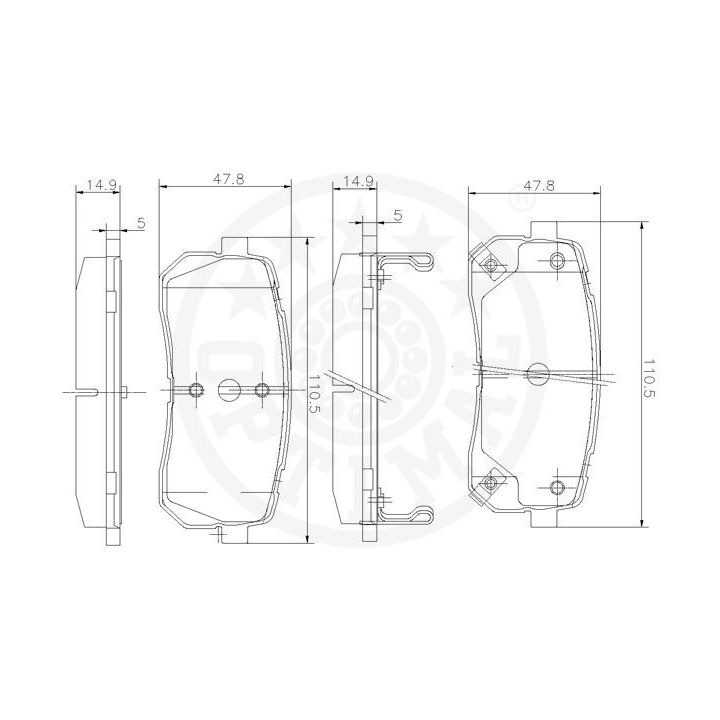 Stabdžių trinkelių rinkinys, diskinis stabdys OPTIMAL 12282