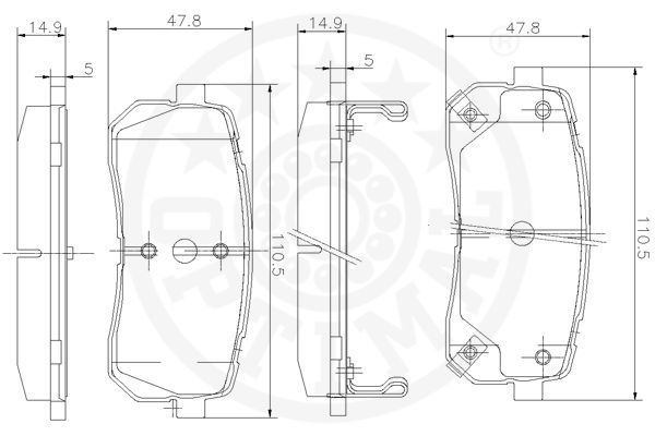Stabdžių trinkelių rinkinys, diskinis stabdys OPTIMAL 12282