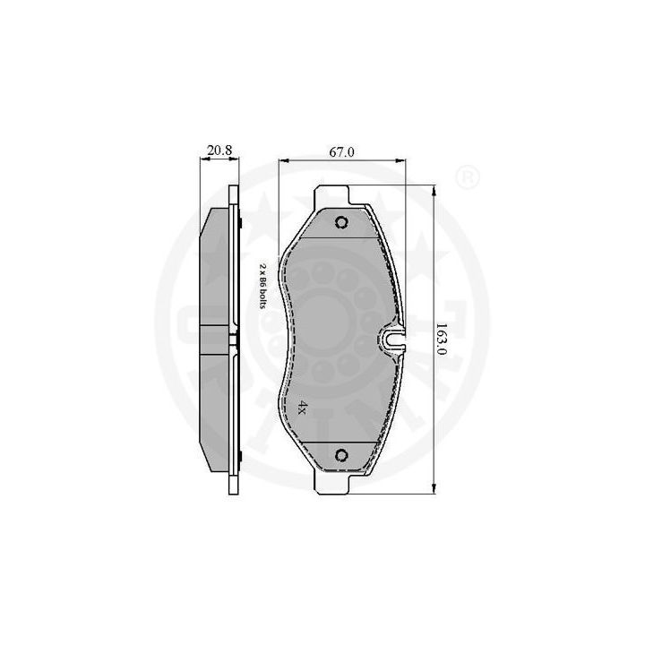 Stabdžių trinkelių rinkinys, diskinis stabdys OPTIMAL 12301
