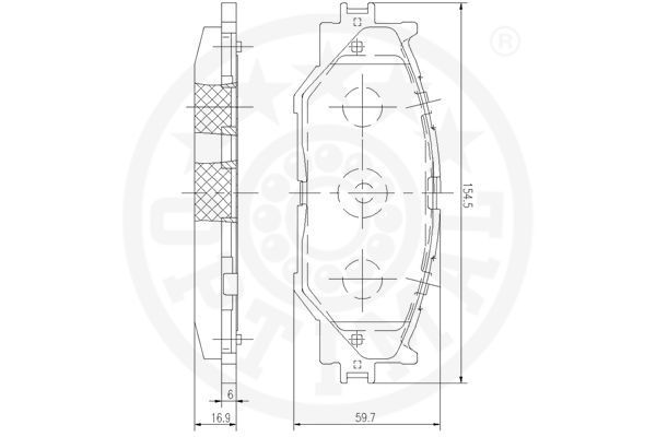 Stabdžių trinkelių rinkinys, diskinis stabdys OPTIMAL 12307