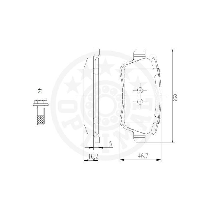 Stabdžių trinkelių rinkinys, diskinis stabdys OPTIMAL 12313