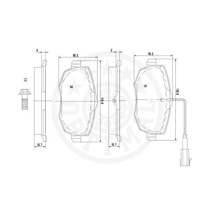 Stabdžių trinkelių rinkinys, diskinis stabdys OPTIMAL 12333