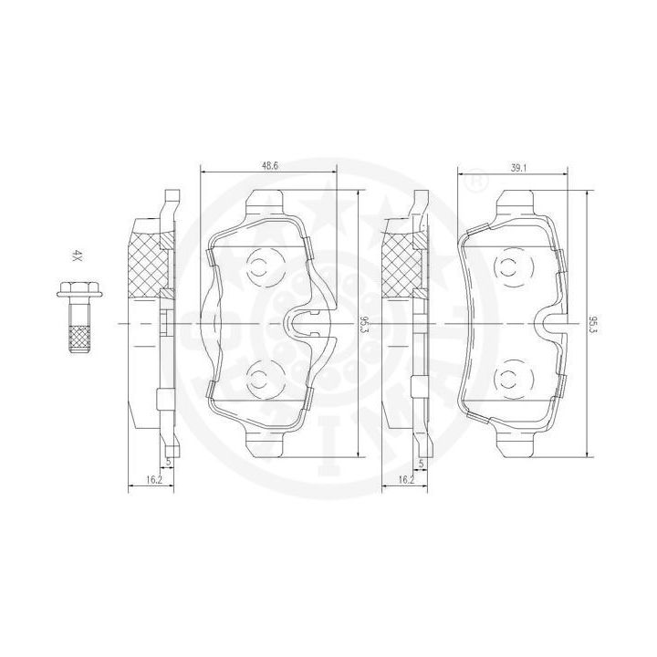 Stabdžių trinkelių rinkinys, diskinis stabdys OPTIMAL 12433