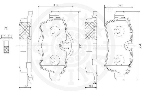 Stabdžių trinkelių rinkinys, diskinis stabdys OPTIMAL 12433