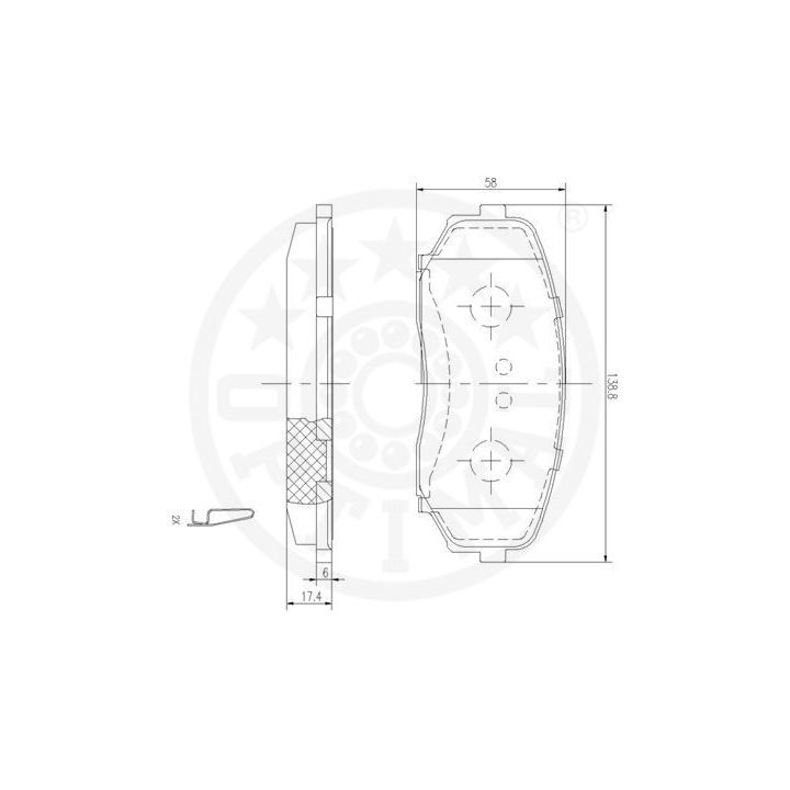 Stabdžių trinkelių rinkinys, diskinis stabdys OPTIMAL 12486