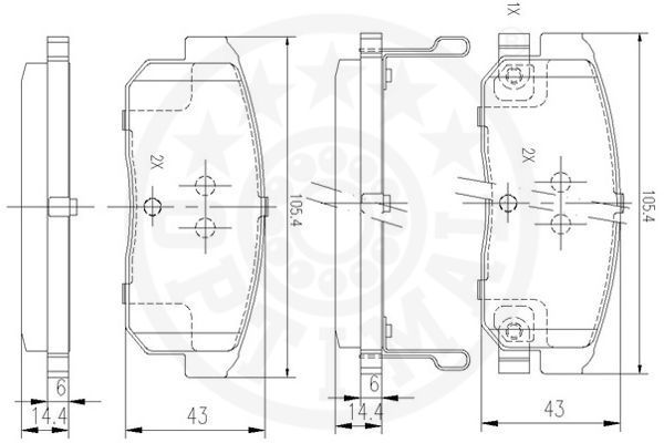 Stabdžių trinkelių rinkinys, diskinis stabdys OPTIMAL 12492