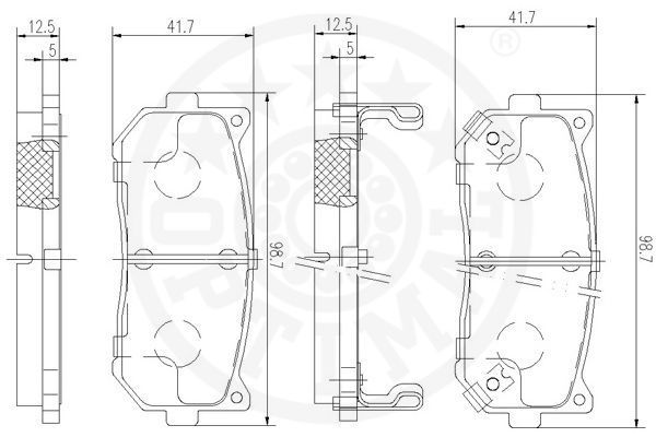 Stabdžių trinkelių rinkinys, diskinis stabdys OPTIMAL 12494