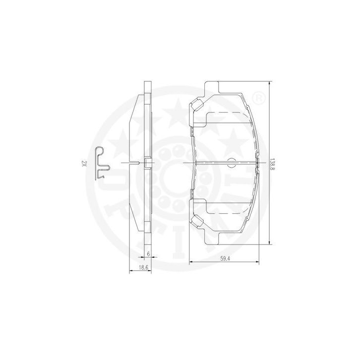Stabdžių trinkelių rinkinys, diskinis stabdys OPTIMAL 12496