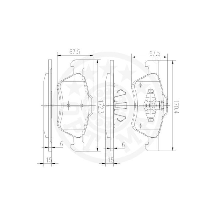 Stabdžių trinkelių rinkinys, diskinis stabdys OPTIMAL 12507