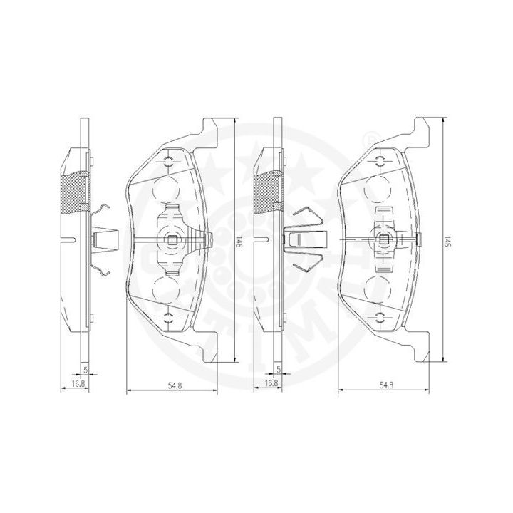 Stabdžių trinkelių rinkinys, diskinis stabdys OPTIMAL 12508