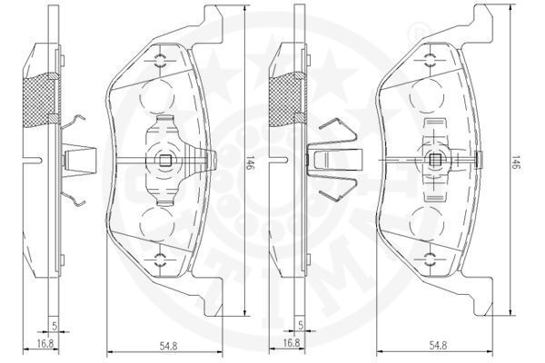 Stabdžių trinkelių rinkinys, diskinis stabdys OPTIMAL 12508