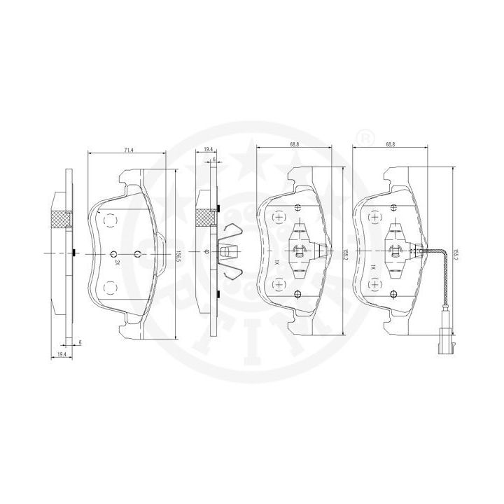 Stabdžių trinkelių rinkinys, diskinis stabdys OPTIMAL 12516