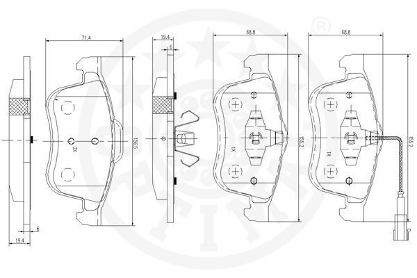 Stabdžių trinkelių rinkinys, diskinis stabdys OPTIMAL 12516