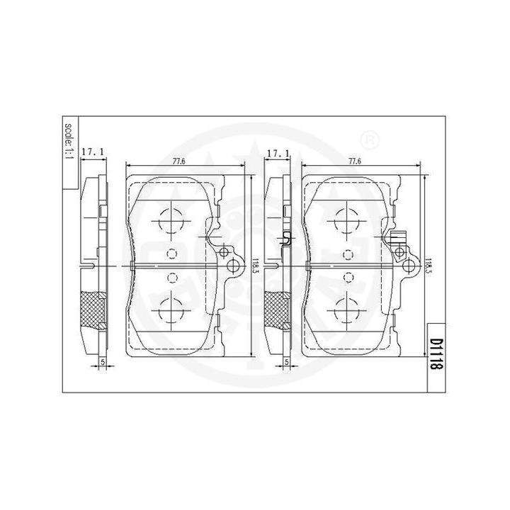 Stabdžių trinkelių rinkinys, diskinis stabdys OPTIMAL 12527