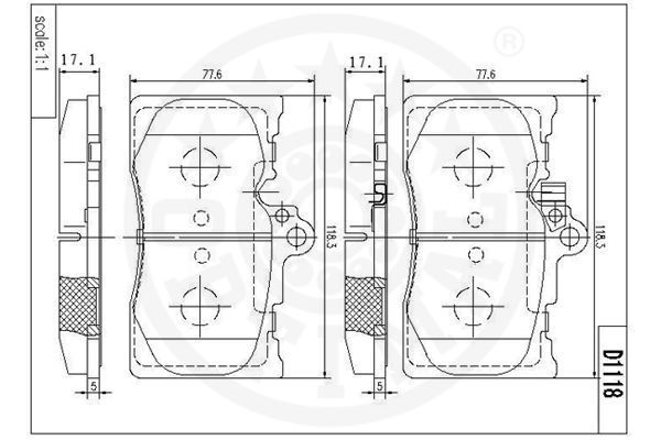 Stabdžių trinkelių rinkinys, diskinis stabdys OPTIMAL 12527