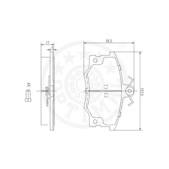 Stabdžių trinkelių rinkinys, diskinis stabdys OPTIMAL 9366