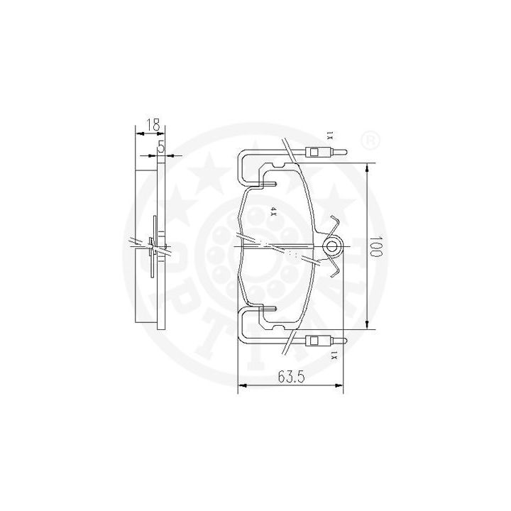 Stabdžių trinkelių rinkinys, diskinis stabdys OPTIMAL 9416