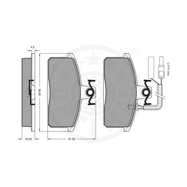 Stabdžių trinkelių rinkinys, diskinis stabdys OPTIMAL 9510